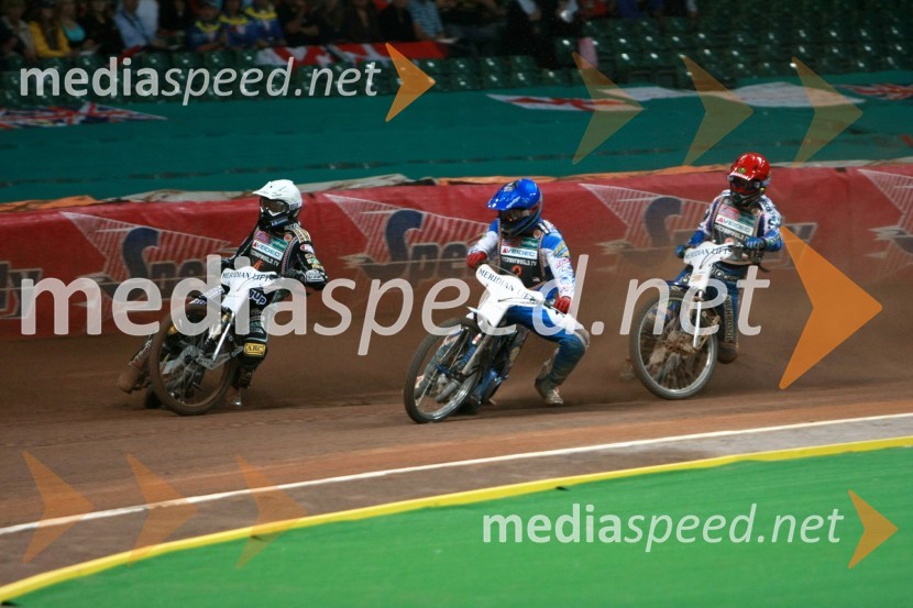 Andreas Jonsson (Švedska), Greg Hancock (ZDA) in Tomasz Gollob (Poljska)SPEEDWAY GRAND PRIX, VN Velike Britanije 2007