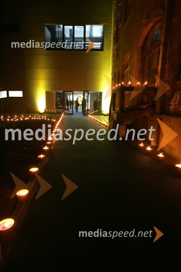 Z baklami razsvetlejna pot do prizorišča proslave v novi stavbi FERI (Fakulteta za elektrotehniko, računalništvo in informatiko) univerze v Mariboru30 let univerze v Mariboru