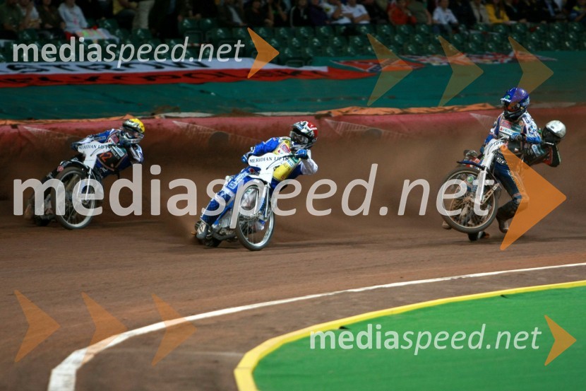 Bjarne Pedersen (Danska), Nicki Pedersen (Danska), Tomasz Gollob (Poljska)in ...SPEEDWAY GRAND PRIX, VN Velike Britanije 2007