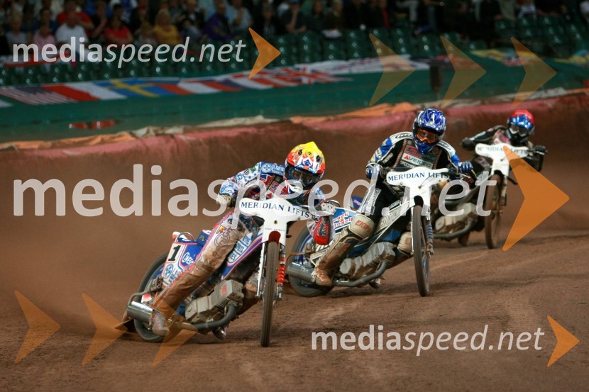 Jason Crump (Avstralija) in Matej Žagar ( Slovenija) in Andreas Jonsson (Švedska)SPEEDWAY GRAND PRIX, VN Velike Britanije 2007