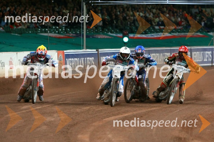 ..., Greg Hancock (ZDA), Chris Harris (Velika Britanija) in Leigh Adams (Avstralija)SPEEDWAY GRAND PRIX, VN Velike Britanije 2007