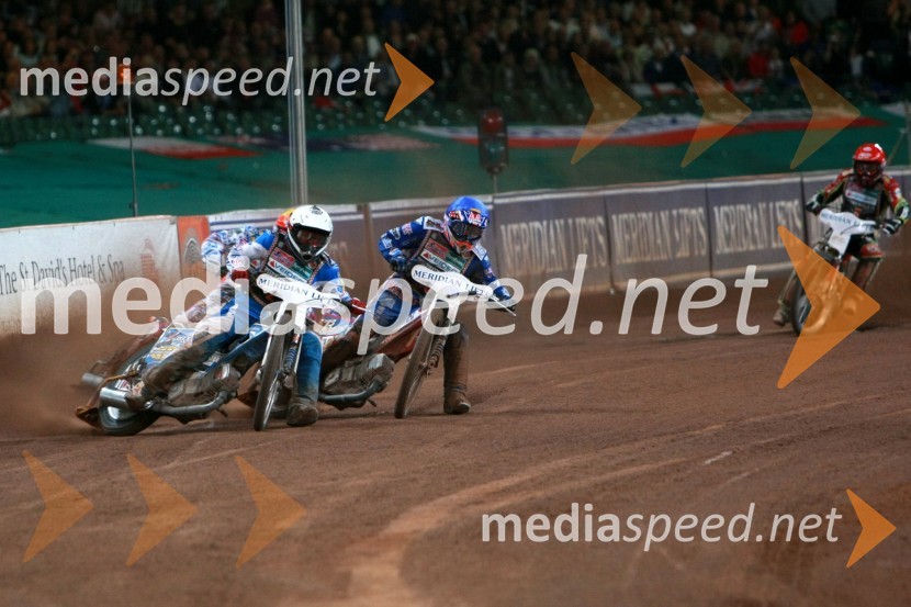 ..., Greg Hancock (ZDA), Chris Harris (Velika Britanija) in Leigh Adams (Avstralija)SPEEDWAY GRAND PRIX, VN Velike Britanije 2007