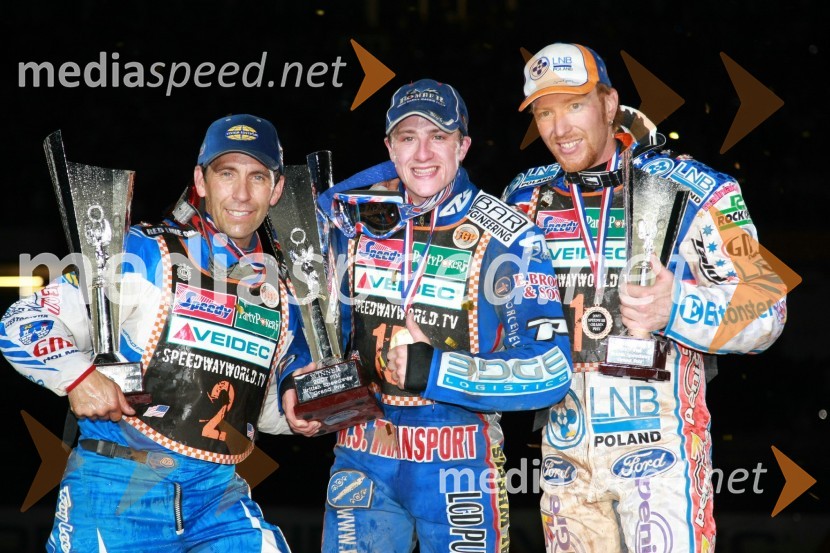 Greg Hancock (ZDA), Chris Harris (Velika Britanija) in Jason Crump (Avstralija)SPEEDWAY GRAND PRIX, VN Velike Britanije 2007