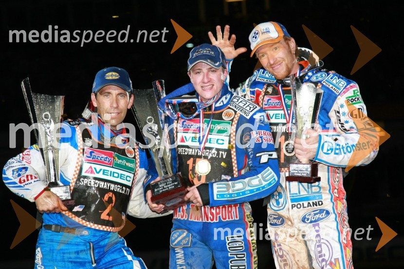 Greg Hancock (ZDA), Chris Harris (Velika Britanija) in Jason Crump (Avstralija)SPEEDWAY GRAND PRIX, VN Velike Britanije 2007