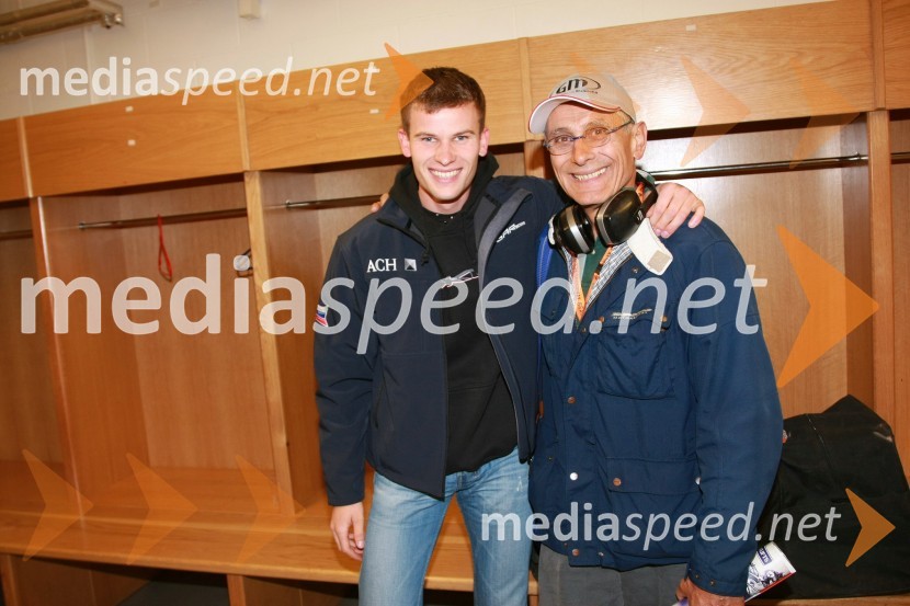 Matej Žagar (Slovenija) in Giuseppe Marzotto, lastnik podjetja za motorje GMSPEEDWAY GRAND PRIX, VN Velike Britanije 2007