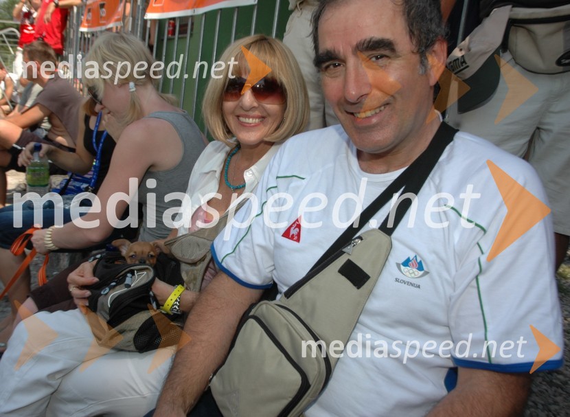 Dr. Marjan Koršič, zdravnik kajakaške reprezentance z ženoSvetovni pokal na divjih vodah v Tacnu