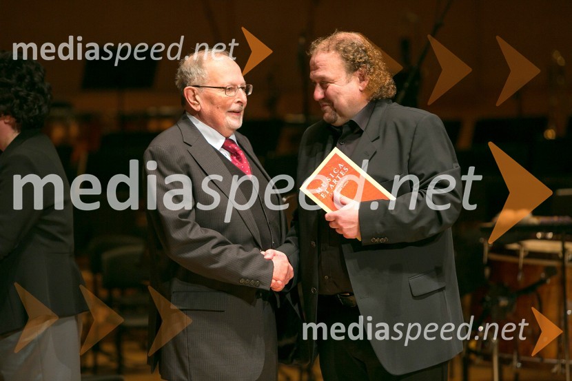 prof. dr. Primož Kuret, vodja mednarodnega muzikološkega simpozija;  Darko  Brlek, direktor, Festival Ljubljana30. Slovenski glasbeni dnevi, otvoritev