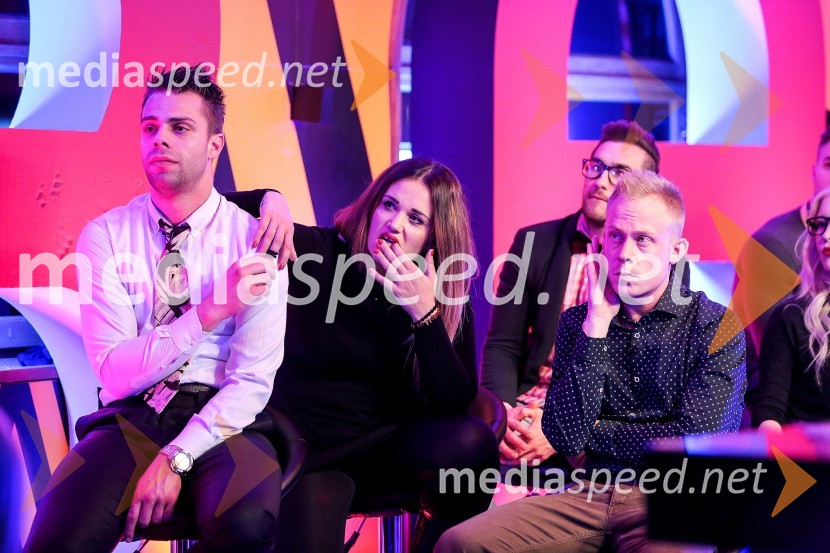  Emi Nikočević, tekmovalec v resničnostnem šovu Bar;  Sanja Kerić, tekmovalka v resničnostnem šovu Bar;  Damjan Brajko, tekmovalec v resničnostnem šovu BarBar zapustila Eva