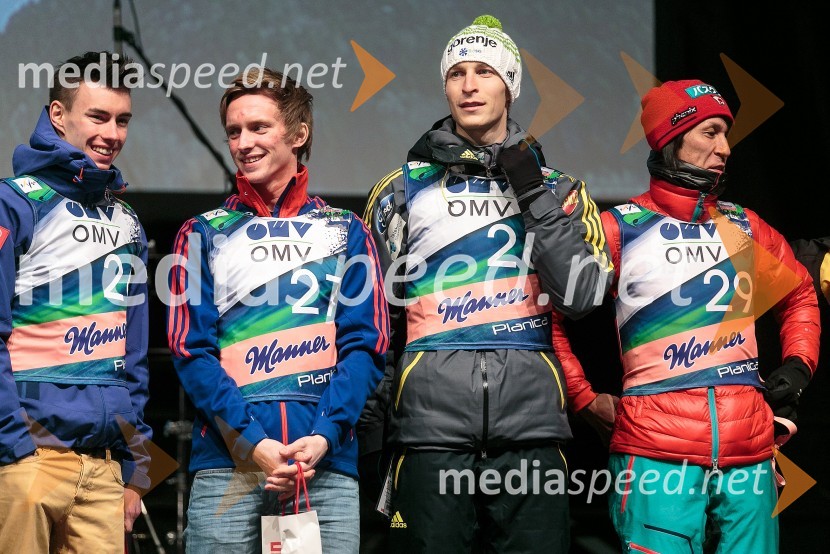  Stefan Kraft, smučarski skakalec;  Anders Fannemel, smučarski skakalec;  Jurij Tepeš, smučarski skakalec;  Noriaki Kasai, smučarski skakalecSmile & Drive Open Air Planica 2015
