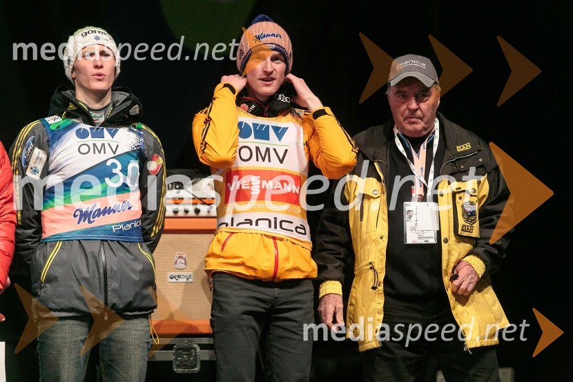  Peter  Prevc, smučarski skakalec;  Severin Freund, smučarski skakalec;  Jože Šlibar, nekdanji smučarski skakalec, prvi slovenski rekorderSmile & Drive Open Air Planica 2015