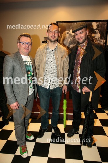  Edis Vukalić, lastnik, Kino Bežigrad;  Zlatko Čordič, raper, glasbenik;  Denis Striković, mestni svetnik, ZLPremiera filma Strelec: Krvava pogodba