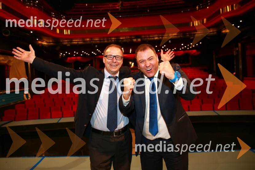  Jure  Franko, nekdanji smučar;  Jug Radivojević, režiserMamma Mia, slovenska VIP zasedba na premieri v Beogradu