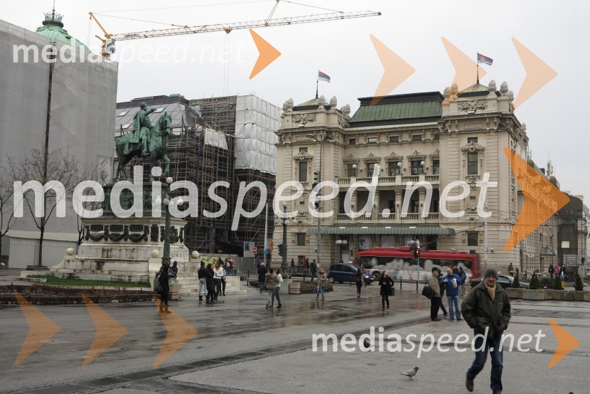 Trg republike, Narodni muzej in Narodno gledališče, Beograd, SrbijaBeograd, Srbija