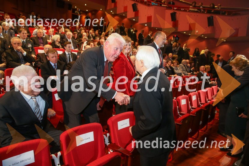 prof. dr. Ludvik Toplak,  predsednik Alma Mater Europaea, nekdanji rektor UM;  Ivan Bizjak;  Milan Kučan, nekdanji predsednik Republike SlovenijeDržavna proslava in slavnostna seja ob 25. obletnici prvih svobodnih večstrankarskih volitev