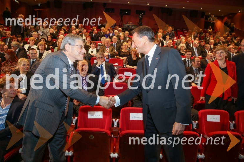 mag. Miroslav Mozetič, predsednik Ustavnega sodišča;  Borut Pahor, predsednik Republike SlovenijeDržavna proslava in slavnostna seja ob 25. obletnici prvih svobodnih večstrankarskih volitev