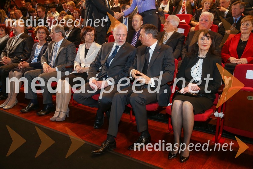  Branko Masleša, predsednik Vrhovnega sodišča Republike Slovenije;  ... ; mag. Miroslav Mozetič, predsednik Ustavnega sodišča;  Mateja Gantar; dr. Milan Brglez, predsednik Državnega zbora Republike Slovenije;  Borut Pahor, predsednik Republike Slovenije;  Tanja Pečar, odvetnicaDržavna proslava in slavnostna seja ob 25. obletnici prvih svobodnih večstrankarskih volitev