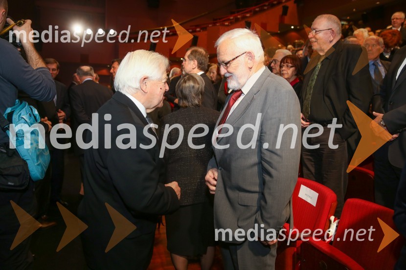  Milan Kučan, nekdanji predsednik Republike Slovenije; dr. Jože Mencinger, politik, pravnik, ekonomistDržavna proslava in slavnostna seja ob 25. obletnici prvih svobodnih večstrankarskih volitev