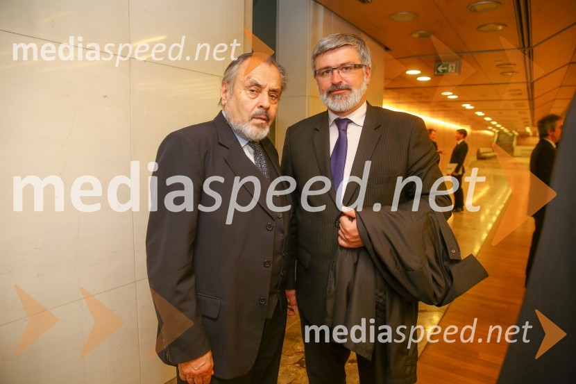 prof. dr. Ernest Petrič, ustavni sodnik;  Roman  Jakič, nekdanji minister za obramboDržavna proslava in slavnostna seja ob 25. obletnici prvih svobodnih večstrankarskih volitev
