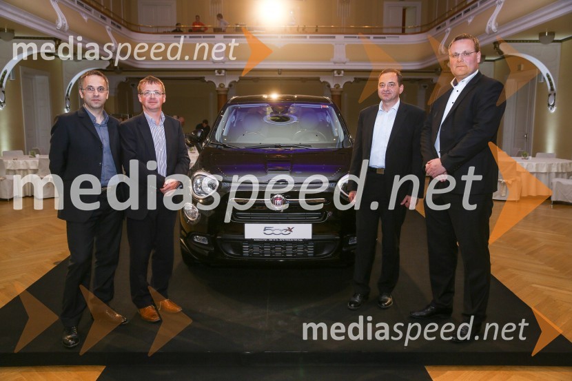  Iztok Galina;  Damijan Vuk, direktor Avto Triglav d.o.o.;  Aleš Zafošnik, Finance, direktor;  Božidar Zupan, direktor trženja, Avto TriglavFiat 500x, slovenska predstavitev