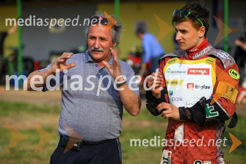 Krešo Omerzel, nekdanji speedwayist;  Luka Omerzel, speedwayistSpeedway, druga dirka DP Slovenije in Hrvaške
