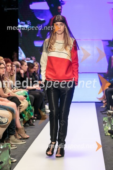 Young@Squat (Barbara Krmelj, Maja Leskovšek, Sofija Urumović, Sara Valenci, Barbara Vrbančič); ime kolekcije: Јас не сумод тука | Јas ne sum od tuka | Nisem od tukajLjubljana Fashion Week 2015, 3. dan