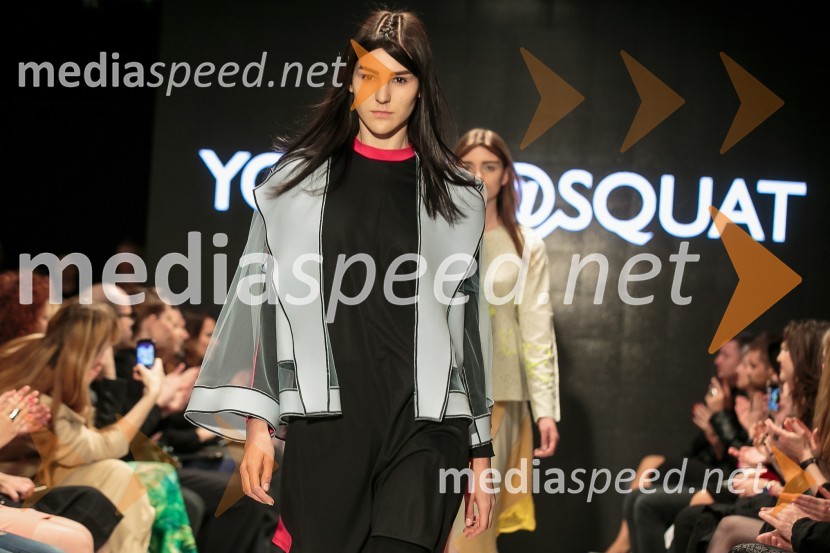 Young@Squat (Barbara Krmelj, Maja Leskovšek, Sofija Urumović, Sara Valenci, Barbara Vrbančič); ime kolekcije: Јас не сумод тука | Јas ne sum od tuka | Nisem od tukajLjubljana Fashion Week 2015, 3. dan