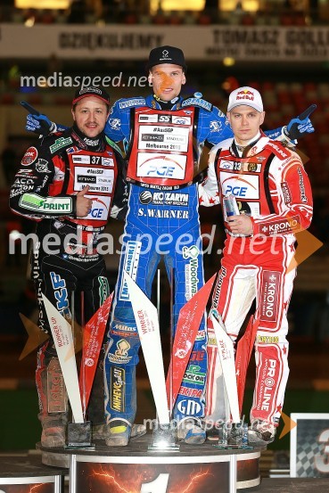  Chris Harris, speedwayist (Velika Britanija);  Matej Žagar, speedwayist (Slovenija);  Jaroslaw  Hampel, speedwayist (Poljska)Matej Žagar zmagovalec nenavadne dirke za VN Poljske