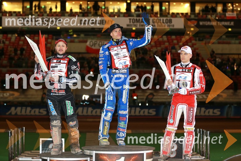  Chris Harris, speedwayist (Velika Britanija);  Matej Žagar, speedwayist (Slovenija);  Jaroslaw  Hampel, speedwayist (Poljska)Matej Žagar zmagovalec nenavadne dirke za VN Poljske