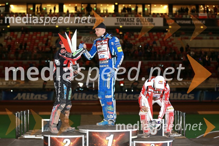 Chris Harris, speedwayist (Velika Britanija);  Matej Žagar, speedwayist (Slovenija);  Jaroslaw  Hampel, speedwayist (Poljska)Matej Žagar zmagovalec nenavadne dirke za VN Poljske
