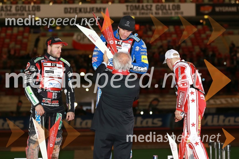  Chris Harris, speedwayist (Velika Britanija);  Matej Žagar, speedwayist (Slovenija);  Jaroslaw  Hampel, speedwayist (Poljska)Matej Žagar zmagovalec nenavadne dirke za VN Poljske