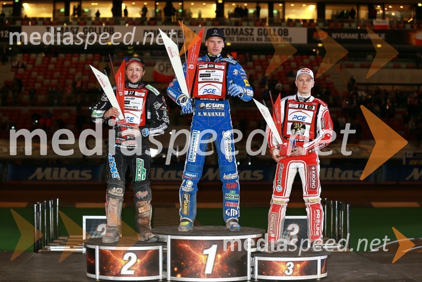  Chris Harris, speedwayist (Velika Britanija);  Matej Žagar, speedwayist (Slovenija);  Jaroslaw  Hampel, speedwayist (Poljska)Matej Žagar zmagovalec nenavadne dirke za VN Poljske