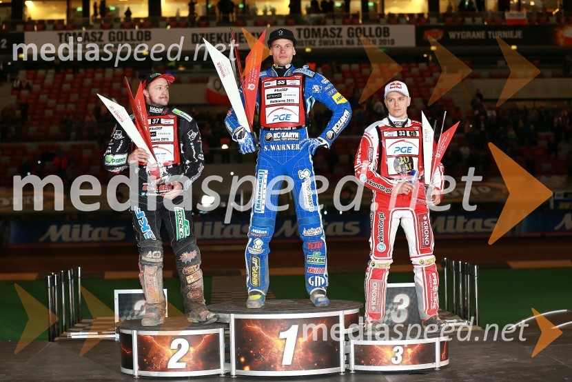  Chris Harris, speedwayist (Velika Britanija);  Matej Žagar, speedwayist (Slovenija);  Jaroslaw  Hampel, speedwayist (Poljska)Matej Žagar zmagovalec nenavadne dirke za VN Poljske