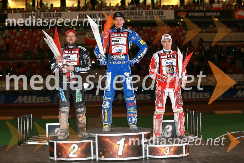  Chris Harris, speedwayist (Velika Britanija);  Matej Žagar, speedwayist (Slovenija);  Jaroslaw  Hampel, speedwayist (Poljska)Matej Žagar zmagovalec nenavadne dirke za VN Poljske