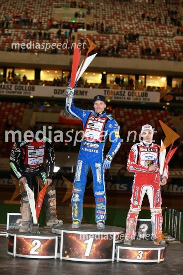 Chris Harris, speedwayist (Velika Britanija);  Matej Žagar, speedwayist (Slovenija);  Jaroslaw  Hampel, speedwayist (Poljska)Matej Žagar zmagovalec nenavadne dirke za VN Poljske