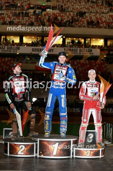 Chris Harris, speedwayist (Velika Britanija);  Matej Žagar, speedwayist (Slovenija);  Jaroslaw  Hampel, speedwayist (Poljska)Matej Žagar zmagovalec nenavadne dirke za VN Poljske