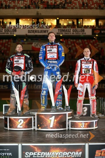  Chris Harris, speedwayist (Velika Britanija);  Matej Žagar, speedwayist (Slovenija);  Jaroslaw  Hampel, speedwayist (Poljska)Matej Žagar zmagovalec nenavadne dirke za VN Poljske