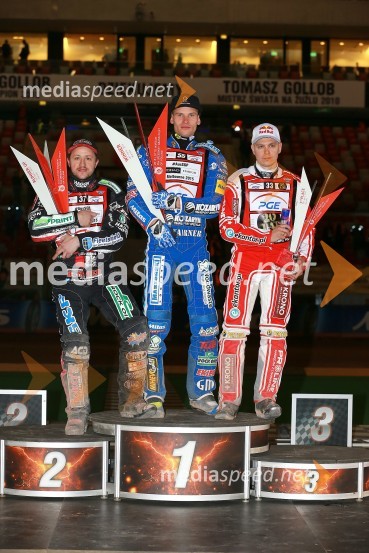  Chris Harris, speedwayist (Velika Britanija);  Matej Žagar, speedwayist (Slovenija);  Jaroslaw  Hampel, speedwayist (Poljska)Matej Žagar zmagovalec nenavadne dirke za VN Poljske