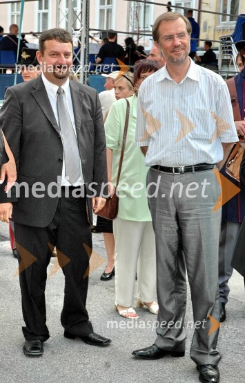 Damijan Perne, župan mestne občine Kranj in Lojze Peterle, evroposlanec in kandidat za predsednika RS25. tradicionalna Kranjska noč 2007, 1. večer