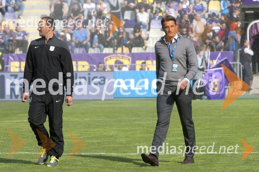  Darko Karapetrović, trener NK Olimpija;  Milenko Ačimović, športni direktor NK OlimpijaVečni derbi NK Maribor : NK Olimpija slavili vijolični