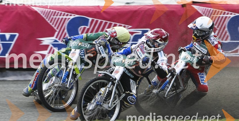 Antonio Lindbaeck (Švedska), Bjarne Pedersen (Danska) in Jaroslaw  Hampel (Poljska)SPEEDWAY GRAND PRIX, VN Češke 2007, dirka