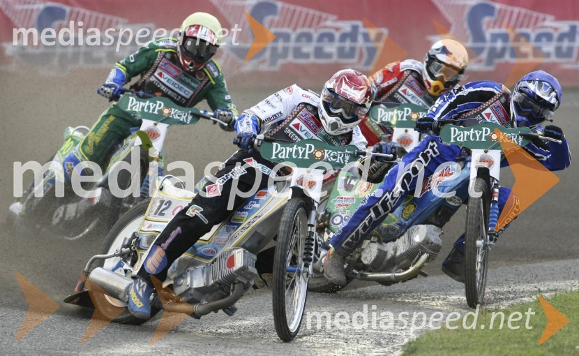 Antonio Lindbaeck (Švedska), Bjarne Pedersen (Danska), Luboš Tomiček (Češka) in Jaroslaw  Hampel (Poljska)SPEEDWAY GRAND PRIX, VN Češke 2007, dirka