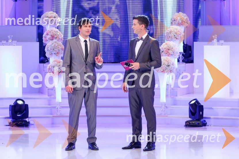  Dejan Vrečič, zmagovalec oddaje Popolna poroka;  Boštjan Romih, televizijski voditeljPopolna poroka, finalna oddaja