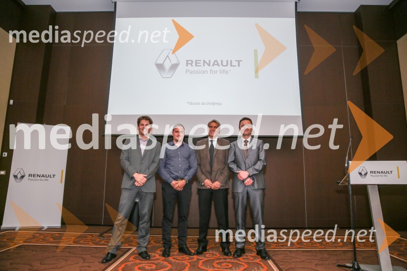  Rok Istenič, vodja komunikacije Renault Nissan Slovenija;  David Černivec, Renault Nissan Slovenija;  Eric Bernard, generalni direktor Renault Nissan Adriatic;  Marjan Muren, Renault Nissan SlovenijaNovi Renault Espace