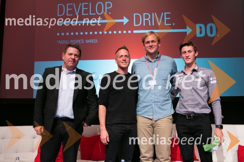 Peter  Frankl, direktor in urednik, časnik Finance;  Matej Feguš, Donar ;  Niko Klanšek, FlyKly;  Peter  Prevc, smučarski skakalec20. Slovenska marketinška konferenca