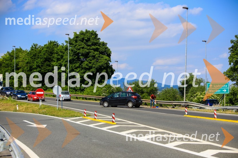 Prometna nesreča na dovozu AC Celje Center - Ljubljana