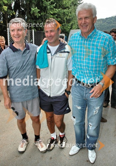 Franjo Bobinac, predsednik uprave Gorenje d.d., Primož Ulaga, poslovni direktor nordijskih disciplin in Andrej Šifrer, pevecVIP tenis turnir