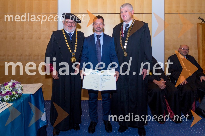 prof. dr. Igor Tičar, rektor, Univerza v Mariboru; dr. Branko Gabrovec, Fakulteta za organizacijske vede, UM; prof. dr. Marko Ferjan, dekan, Fakulteta za organizacijske vede, Univerza v MariboruPromocija doktorjev znanosti UM, junij 2015