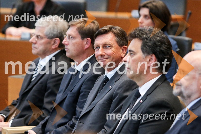 prof. dr. Miro Cerar, predsednik vlade Republike Slovenije;  Borut Pahor, predsednik Republike Slovenije;  Mitja Bervar, predsednik Državnega sveta Republike SlovenijeProslava ob Dnevu državnosti