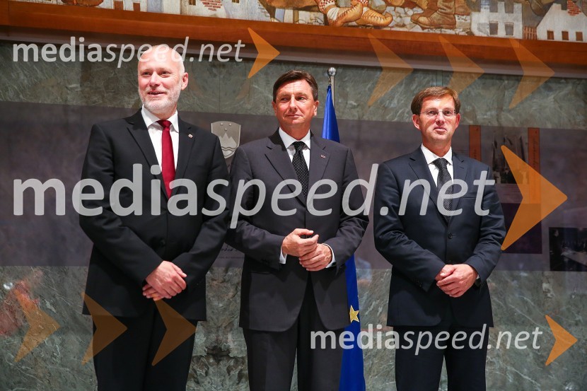 dr. Milan Brglez, predsednik Državnega zbora Republike Slovenije;  Borut Pahor, predsednik Republike Slovenije; prof. dr. Miro Cerar, predsednik vlade Republike SlovenijeProslava ob Dnevu državnosti