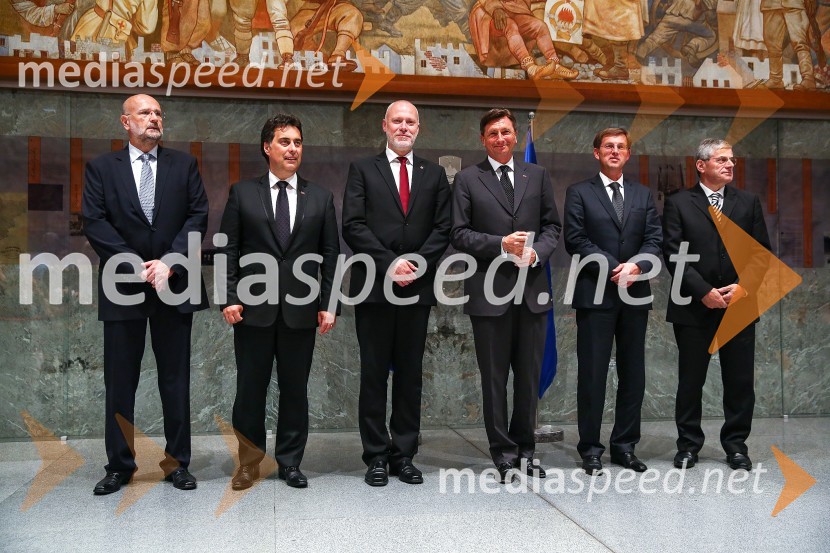  Branko Masleša, predsednik Vrhovnega sodišča Republike Slovenije;  Mitja Bervar, predsednik Državnega sveta Republike Slovenije; dr. Milan Brglez, predsednik Državnega zbora Republike Slovenije;  Borut Pahor, predsednik Republike Slovenije; prof. dr. Miro Cerar, predsednik vlade Republike Slovenije; mag. Miroslav Mozetič, predsednik Ustavnega sodiščaProslava ob Dnevu državnosti